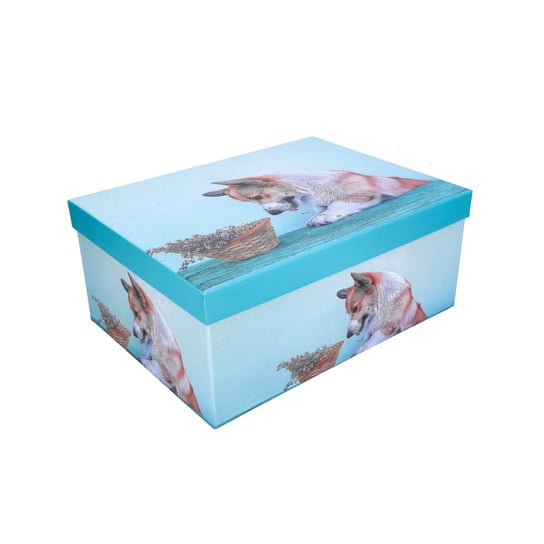 Pudełko prezentowe niebieskie z psem 29x22x12,5cm ABC