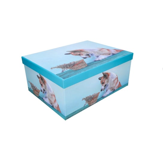 Pudełko prezentowe niebieskie z psem33x25,5x14,5cm ABC