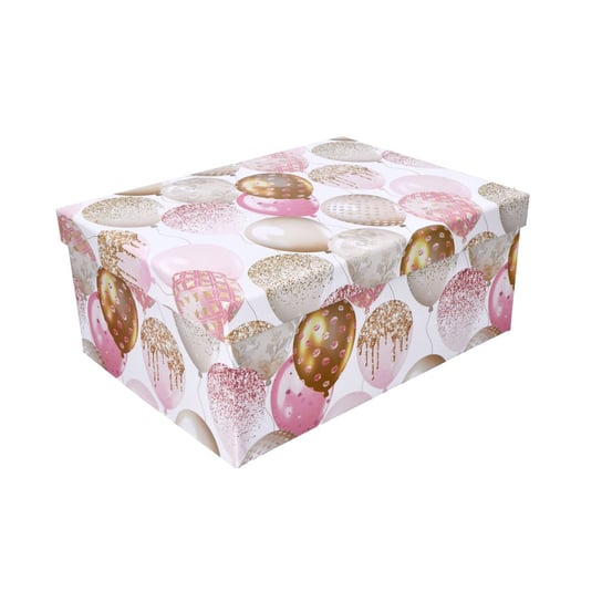 Pudełko prezentowe różowe w balony 29x22x12,5cm ABC