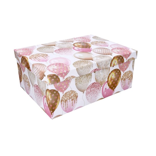Pudełko prezentowe różowe w balony 31x23x13,5 cm ABC