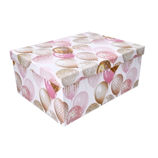Pudełko prezentowe różowe w balony 33x25,5x14,5cm ABC