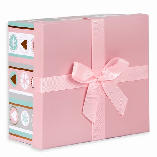 Pudełko prezentowe ze wstążką, Sweet Winter, kwadratowe, serduszka, 12x22x22 cm Empik