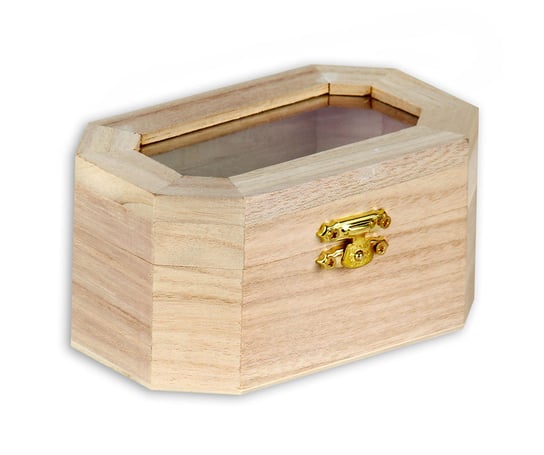 Pudełko romb z szybką, drewniane Basic
