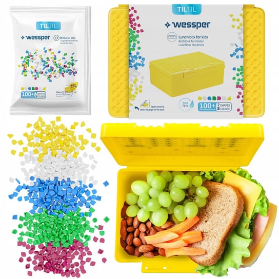 Pudełko Śniadaniowe Dla Dzieci Żółte + Klocki Wessper