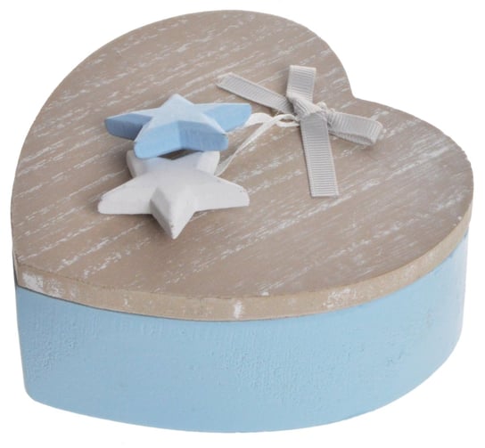 Pudełko w kształcie serca z gwiazdkami, rozsuwane, błękitne, 12,5x12,5x5 cm Ewax