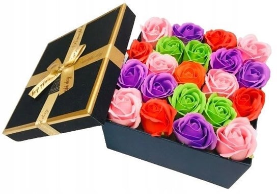 PUDEŁKO Z KWIATAMI MYDLANYMI na upominek prezent mamy kobiet urodziny róża DOMOSFERA