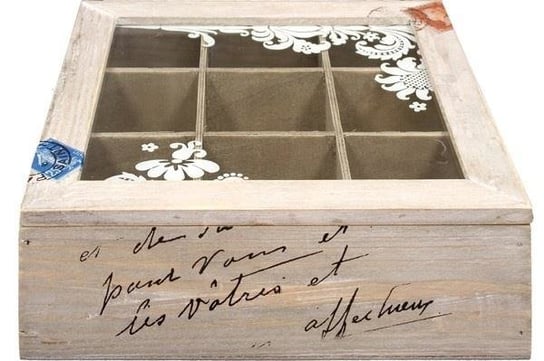 Pudełko z przegródkami Retro, brązowe, 24x24x8,5 cm Pigmejka