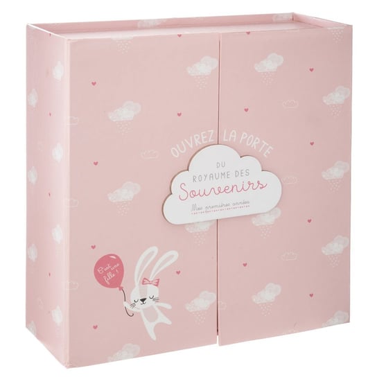 Pudełko z szufladkami ATMOSPHERA Baby Birth Box, różowe, 21,5x22,4x9,2 cm Atmosphera
