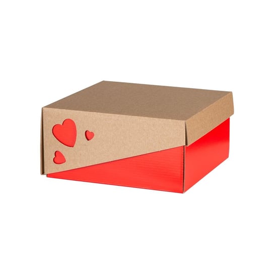Pudełko Z Wieczkiem Serce Kraft-Czerwień 20X20X10 Siima