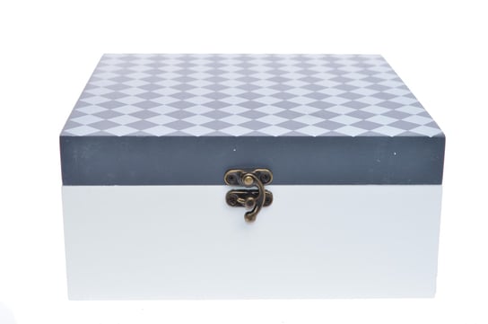 Pudełko ze wzorem szachownicy, małe, szare,  15x15x7,3 cm Ewax