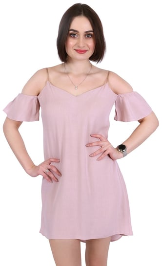 Pudroworóżowa satynowa, sukienka mini sarcia.eu