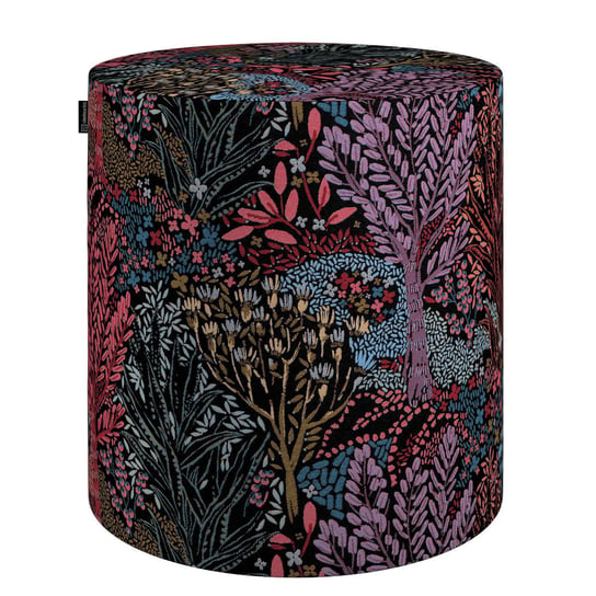 Puf Barrel, kolorowe rośliny na czarnym tle, ø40, wys. 40 cm, Intenso Premium Inna marka