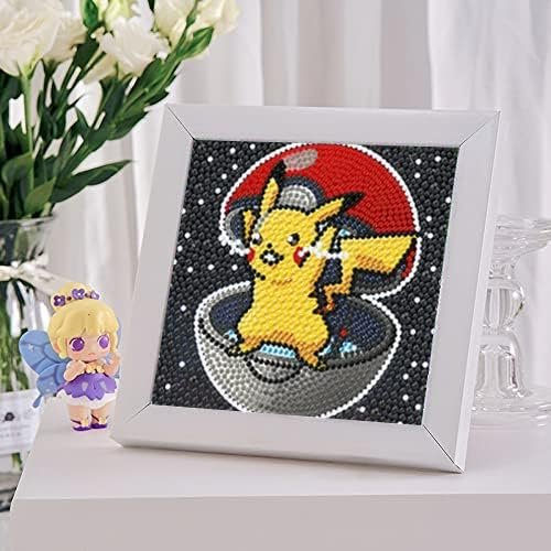 Pujeknm Zestaw Do Malowania Diamentami 5D Pikachu z Drewnianą Ramą DIY Inna marka