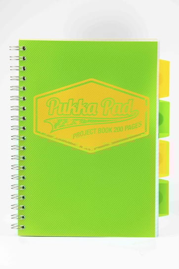 Pukka Pad, kołozeszyt w kratkę, w formacie B5 z przekładkami, 100 kartek, zielony neonowy notatnik Pukka Pad
