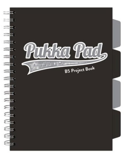 Pukka Pad, Project Book, Kołozeszyt w kratkę B5 czarny z przekładkami 100k, Black Grey Pukka Pad