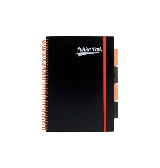 Pukka Project Book, Kołozeszyt Pp Neon Black A4 Kratka, pomarańczowy Pukka Pad