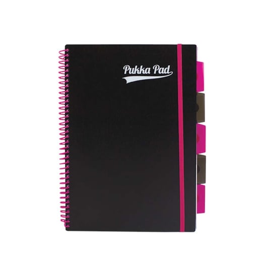 Pukka Project Book, Kołozeszyt Pp Neon Black B5 Kratka, różowy Pukka Pad