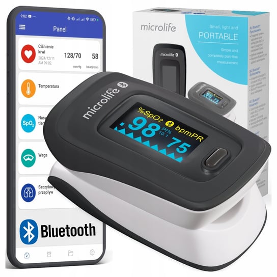 PULSOKSYMETR MICROLIFE DLA DZIECI I DOROSŁYCH OXY 500BT PULSOMETR BLUETOOTH MicroLife