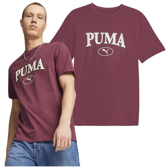 Puma Koszulka Męska Bordowy Logo Bawełna  Rozmiar XL Puma