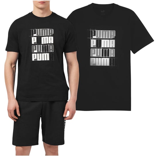 Puma Koszulka Męska Czarne Logo Bawełna Rozmiar XXL Puma