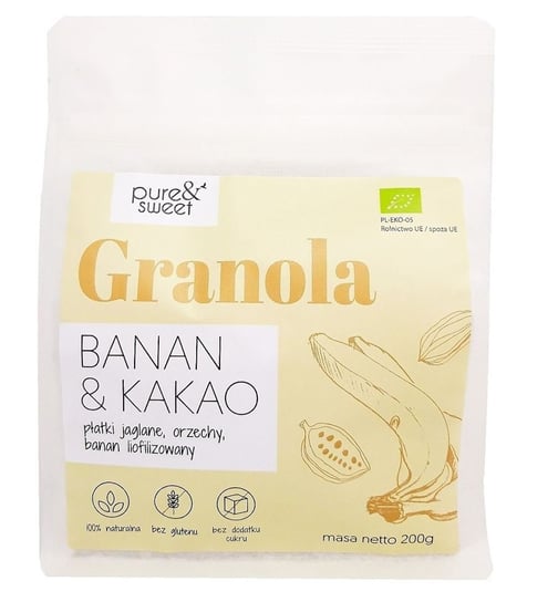 Pure&Sweet, granola banan&kakao bezglutenowa bio, 200 g PURE&SWEET