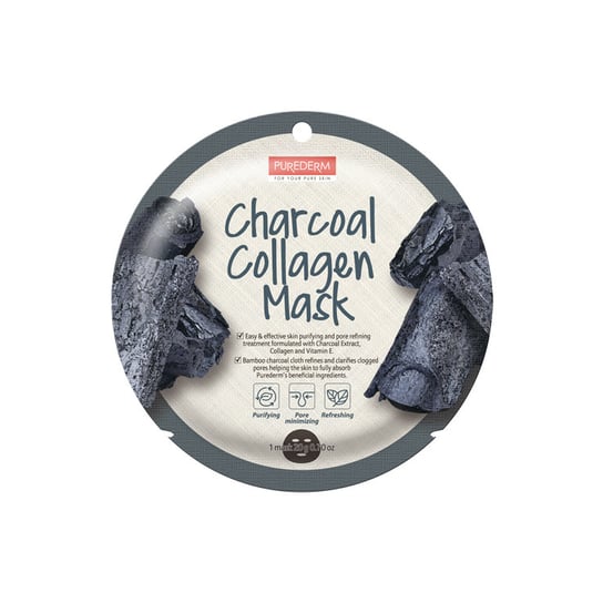 Purederm, Charcoal Collagen Mask maseczka kolagenowa w płacie Węgiel Aktywny 20g Purederm