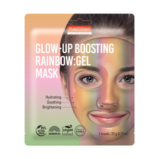 Purederm, Glow-Up Boosting Rainbow wegańska hydrożelowa maska na twarz, 22 g Purederm