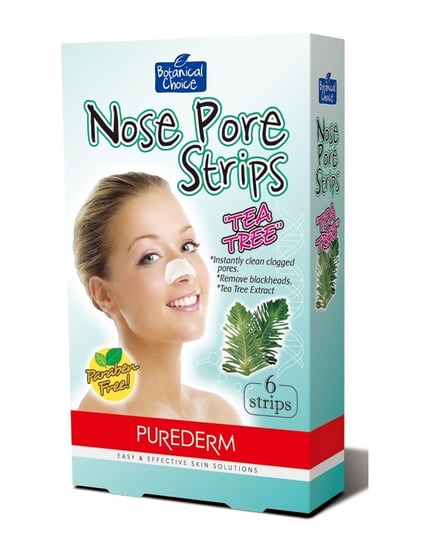Purederm, Nose Pore Strips Tea Tree, oczyszczające plastry na nos, 6szt. Purederm
