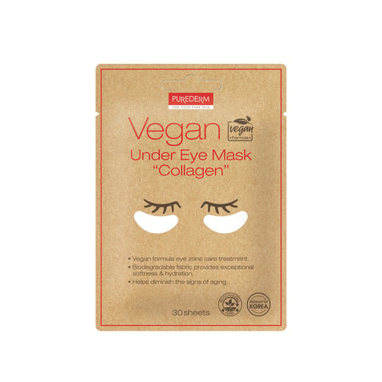 Purederm Vegan under eye mask Wegańskie płatki pod oczy z kolagenem 30szt Purederm