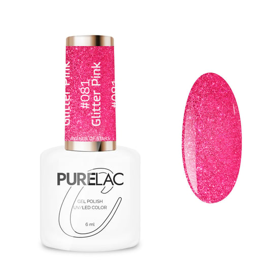 Purelac, Lakier Hybrydowy - #081 Glitter Pink, 6ml Purelac