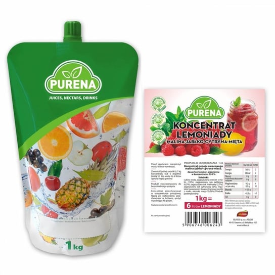PURENA Lemoniada malina-cytryna-mięta koncentrat 6l/1kg Inny producent