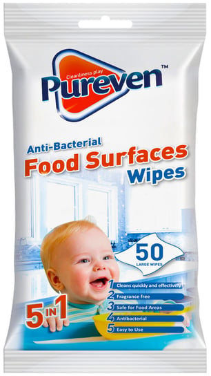 Pureven Food Chusteczki Czyszczące Dzieci 50szt Pureven