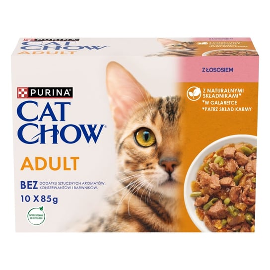 Purina Cat Chow Multipack z łososiem i zieloną fasolką w galaretce 10x85g Purina Cat Chow