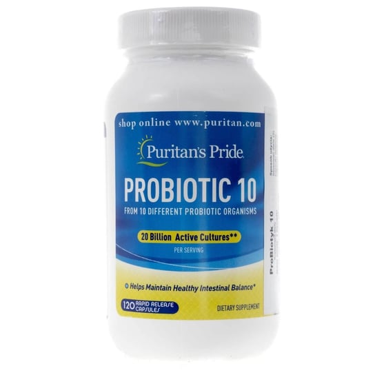 Puritan's Pride Probiotic 10 szczepów z witaminą D 20 mld bakterii CFU Suplement diety, 60 kaps. Puritan's Pride