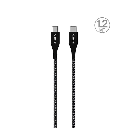 PURO Fabric Ultra Strong - Kabel w oplocie heavy duty USB-C / USB-C 1,2m (czarny) Puro