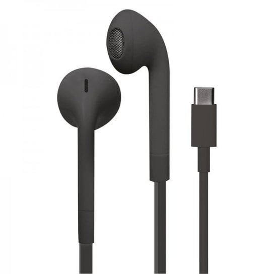 PURO ICON Stereo Earphones - Słuchawki USB-C z płaskim kablem z mikrofonem i pilotem (Czarny) Puro