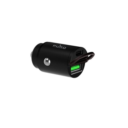 PURO Mini Car Fast Charger – Ładowarka samochodowa 1 x USB-A + 1 x USB-C Power Delivery 30 W (czarny) Puro