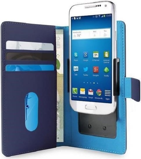 PURO Smart Wallet XL etui uniwersalne niebieskie/blue 5.1" z uchwytem foto oraz kieszeniami na karty i pieniądze UNIWALLET3BLUEXL Puro