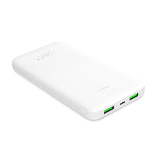 PURO White Fast Charger Power Bank – Power bank dla smartfonów i tabletów 10000 mAh, 2xUSB-A + 1xUSB-C (biały) Puro