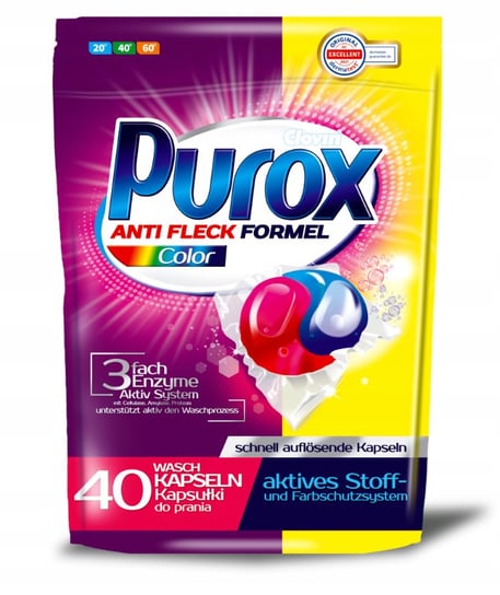 Purox Color Kapsułki Do Prania Tkanin Kolorowych 40 Sztuk Purox