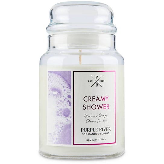 Purple River sojowa naturalna świeca zapachowa w szkle 22 oz 623 g - Creamy Shower Purple River