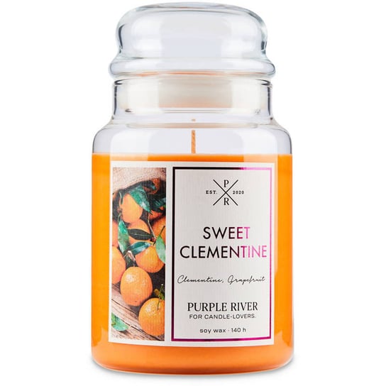 Purple River sojowa naturalna świeca zapachowa w szkle 22 oz 623 g - Sweet Clementine Purple River