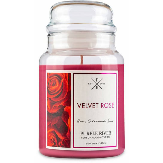 Purple River sojowa naturalna świeca zapachowa w szkle 22 oz 623 g - Velvet Rose Purple River