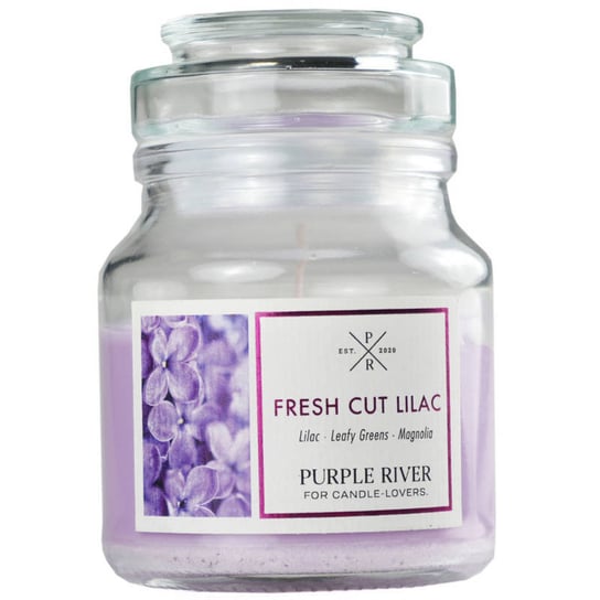 Purple River sojowa naturalna świeca zapachowa w szkle 4 oz 113 g - Fresh Cut Lilac Purple River