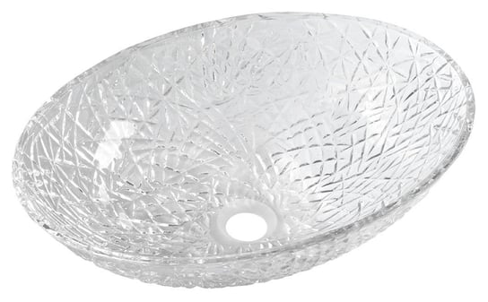 PURUS grawerowana szklana umywalka nablatowa 50x36 cm, przezroczysta Inna marka