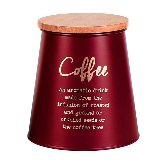 Puszka stożkowa z pokrywą bambusową ALTOM Coffee, czerwona, 10,5x14x10,5 cm Altom