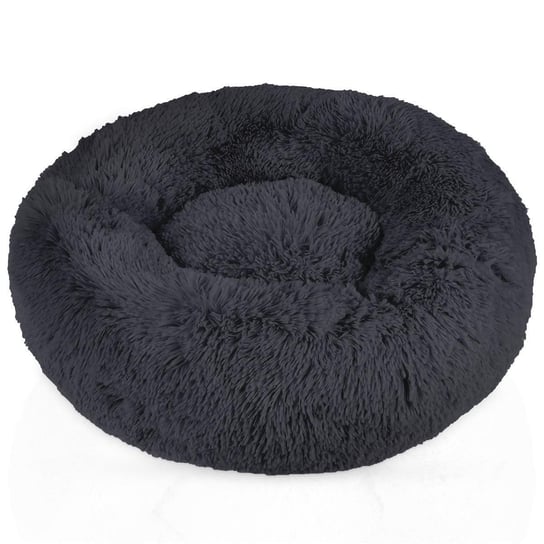 Puszyste pluszowe legowisko dla zwierząt w kolorze ciemnoszarym 60 cm - miękkie okrągłe antypoślizgowe legowisko dla psa poduszka na łóżko dla kota wygodna sofa dla psa sofa dla kota dla psów i kotów Intirilife