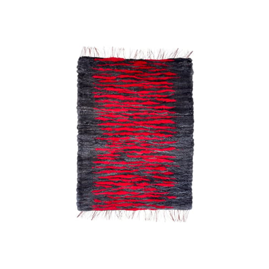 Puszysty wełniany czerwony dywan nowoczesny TKANY RĘCZNIE 105 x 70 Ire Shoes