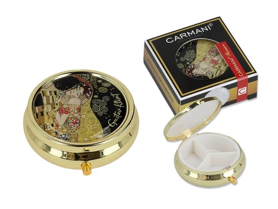 Puzderko na tabletki, okrągłe małe - G. Klimt, Pocałunek (CARMANI) Carmani