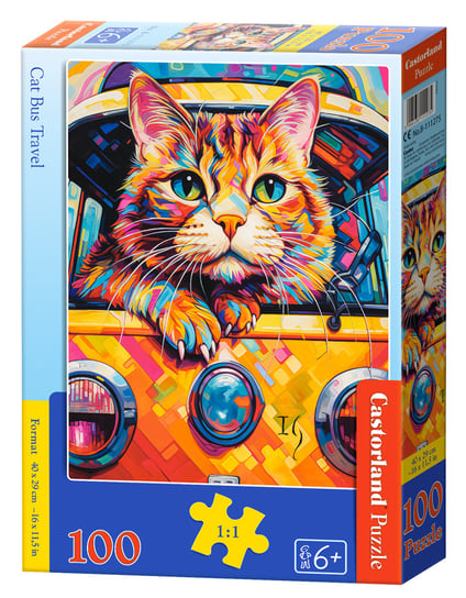 Puzzle 100el. Kot podróżujący autobusem Castorland